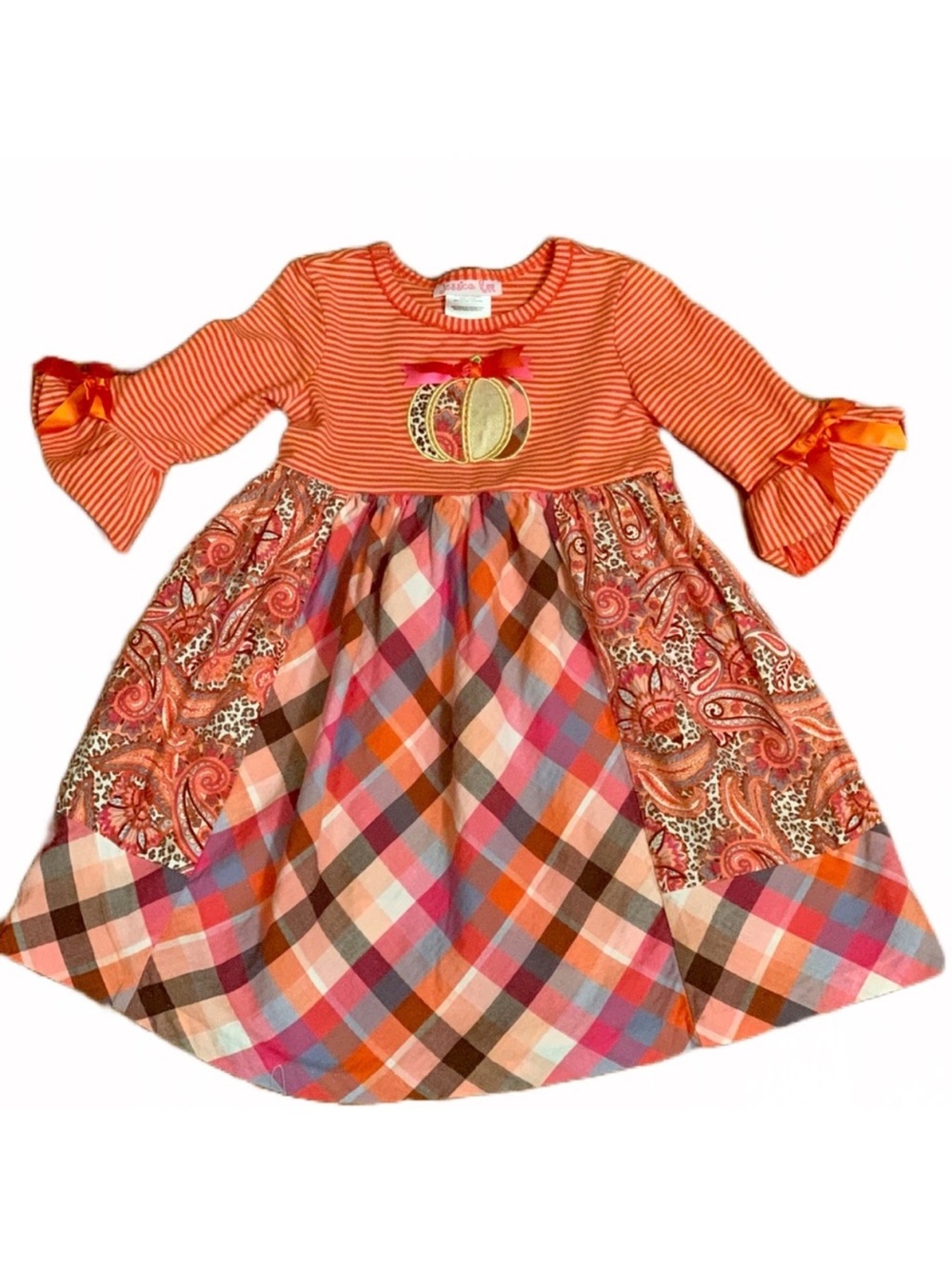 Jessica Ann Plaid/Paisley/Stripes Print Pumpkin Dress Size 6